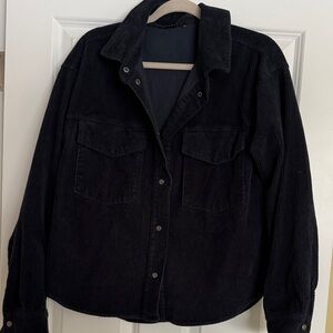 Sanctuary Navy Blur Corduroy Utility Jacket.  Snap closure